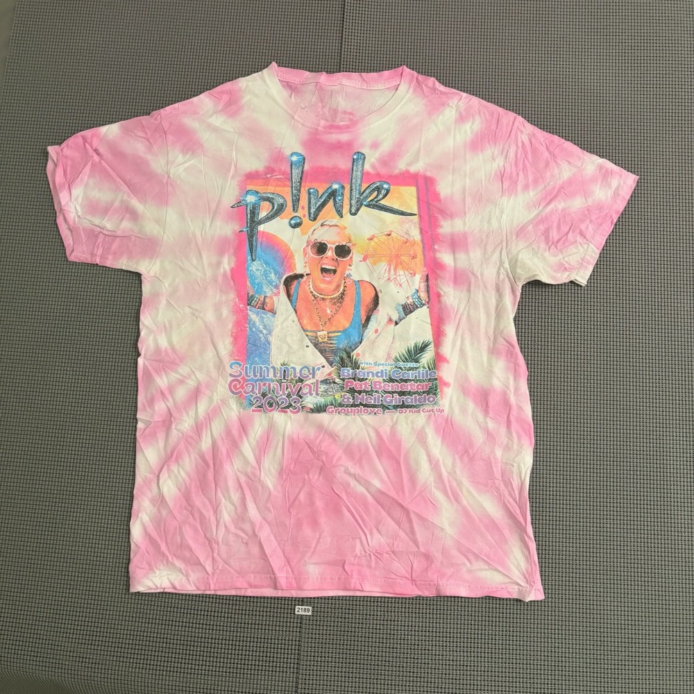 P!nk Summer Carnival 2023 Tour T-Shirt Pink Tie Dye Concert Tee Medium